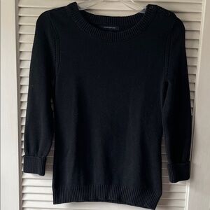 Banana Republic Black Crew Neck Sweater with Button Detail